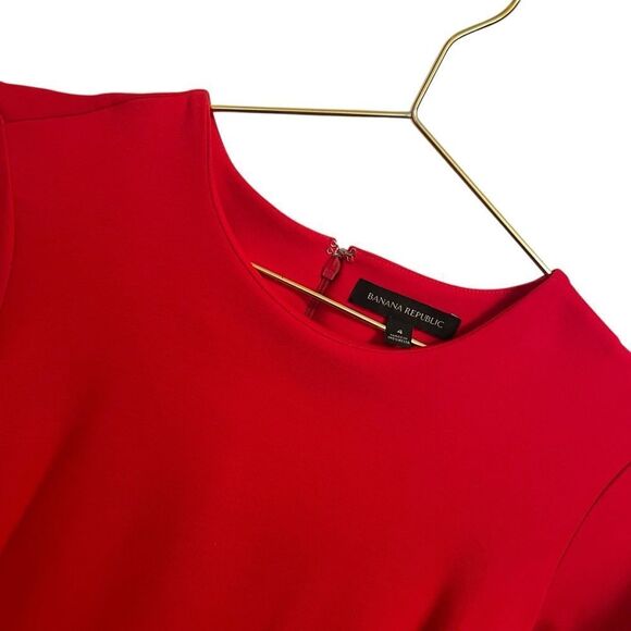 Banana Republic Red Ponte Knit Flutter Sleeve Dress Size 4 - Picture 4 of 6
